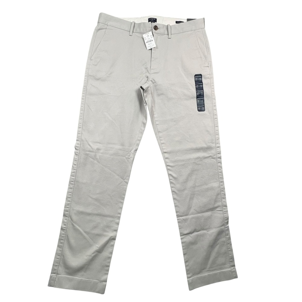J.Crew Chino Pants Mens 33x32 Gray Flex Straight Fit H3186 NWT